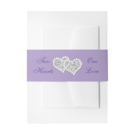 Paarse Silver Hearts Wedding Uitnodigingen Wikkel