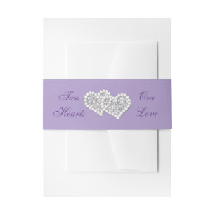 Paarse Silver Hearts Wedding Uitnodigingen Wikkel