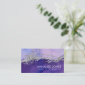 Paarse Silver-inkt en marmer Abstracte Business Ca Visitekaartje (Staand voorkant)