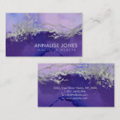 Paarse Silver-inkt en marmer Abstracte Business Ca Visitekaartje (Voorkant / Achterkant)