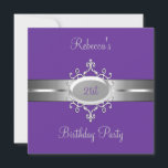 Paarse Silver Jewel 21st Elegant Birthday Party Kaart<br><div class="desc">Fantastische Elegant Events for Women, Girls, Party Invites voor alle leeftijden, pas je aan op de leeftijd die je wilt! 21ste uitnodiging van de Birthday Party, 20e uitnodiging van de Birthday Party, 30e uitnodiging van de Birthday Party, 40e uitnodiging van de Birthday Party, 50e uitnodiging van de Birthday Party, 60e...</div>