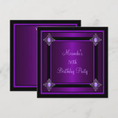 Paarse Silver Jewel Black Event Party Kaart (Voorkant / Achterkant)