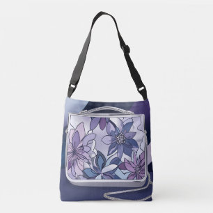 Paarse Silver Joy AI-kunst Crossbody Tas