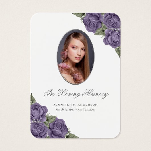 Paarse Silver Memorial Funeral Prayer Kaart (Voorkant)