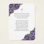 Paarse Silver Memorial Funeral Prayer Kaart (Achterkant)