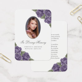 Paarse Silver Memorial Funeral Prayer Kaart