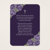 Paarse Silver Memorial Funeral Prayer Kaart (Achterkant)