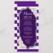 Paarse Silver-menukaart Programmakaart (Voorkant / Achterkant)