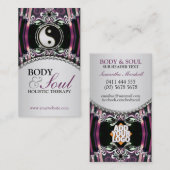 Paarse Silver NewAge Yin Yang + Logo Visitekaartje (Voorkant / Achterkant)