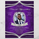 Paarse Silver Pastor Appreciation Church Service Flyer (Voorkant)