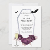 Paarse Silver Peony Coffin Bats Brunch & Bubble Kaart (Voorkant)