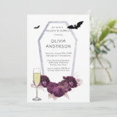 Paarse Silver Peony Coffin Bats Brunch & Bubble Kaart (Staand voorkant)