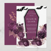 Paarse Silver Peony Coffin Bats Couples Shower Kaart (Voorkant / Achterkant)
