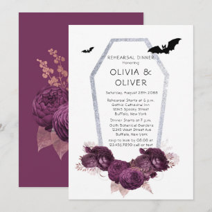 Paarse Silver Peony Coffin Bats Rehearings Dinner Kaart