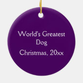 Paarse Silver Ribbon Pet Foto Kerstmis Keramisch Ornament (Achterkant)