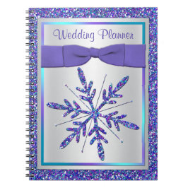 Paarse Silver Snowflake Wedding Planner-laptop Notitieboek