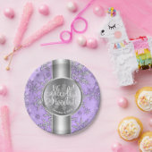 Paarse Silver Snowflakes Winter Wonderland Papieren Bordje (Feest)