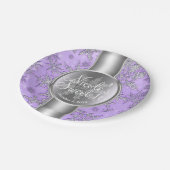 Paarse Silver Snowflakes Winter Wonderland Papieren Bordje (Gekanteld)