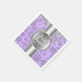 Paarse Silver Snowflakes Winter Wonderland Servet (Hoek)