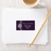 paarse Silver Snowflakes Winteradreslabel Etiket (Insitu)