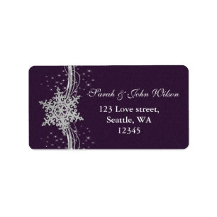 paarse Silver Snowflakes Winteradreslabel Etiket