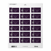 paarse Silver Snowflakes Winteradreslabel Etiket (Full Sheet)