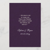 paarse Silver Snowflakes Wintertrouwmenkaarten Menu (Achterkant)