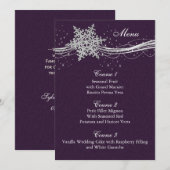 paarse Silver Snowflakes Wintertrouwmenkaarten Menu (Voorkant / Achterkant)