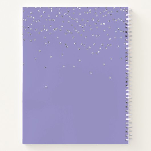 Paarse Silver Sparkle Butterflies Uw foto Notitieboek (Achterkant)