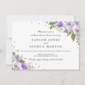 Paarse Silver Sparkle Floral Repetitie Diner Kaart (Voorkant)