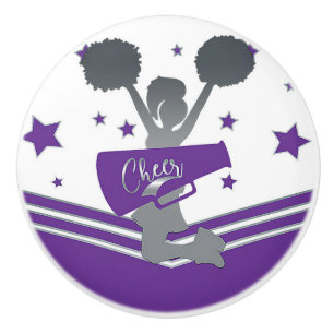 Paarse Silver Stars Cheer Cheer Cheer-leading Girl Keramische Knop