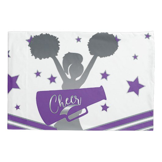 Paarse & Silver Stars Cheer-Leading Meisjes Kussensloop (Achterkant)