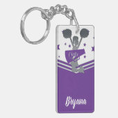 Paarse Silver Stars Kop-toonaangevend op maat Sleutelhanger (Voorkant Links)