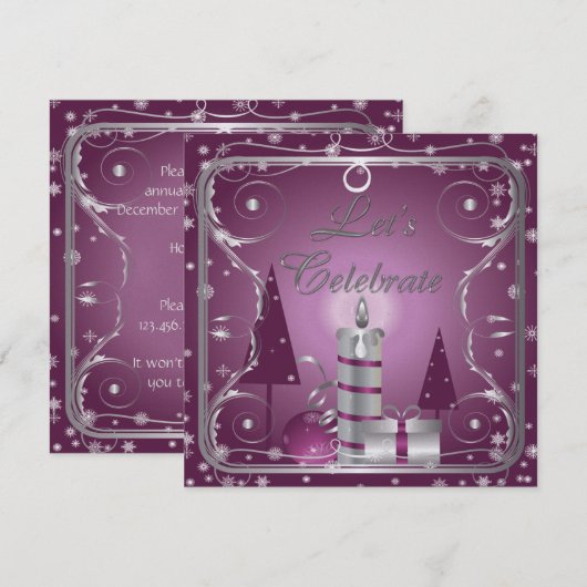 Paarse Silver Swirls behandelt decoraties Kaart (Voorkant / Achterkant)