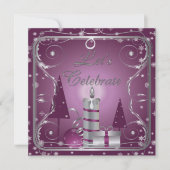 Paarse Silver Swirls behandelt decoraties Kaart (Voorkant)