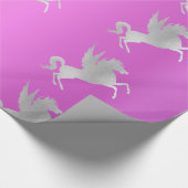 PAARSE SILVER UNICORN BIRTHDAY WEDDING WRAP CADEAUPAPIER (Hoek)
