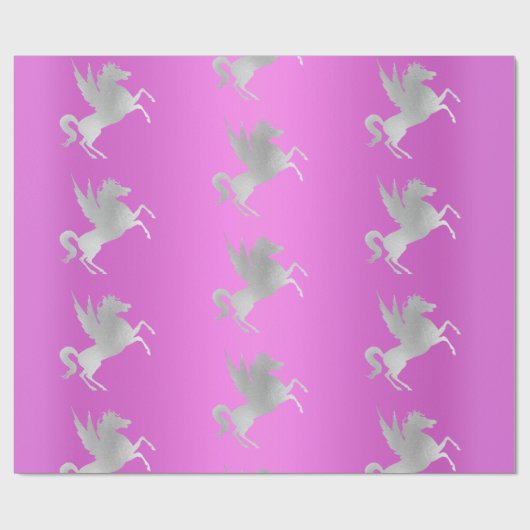PAARSE SILVER UNICORN BIRTHDAY WEDDING WRAP CADEAUPAPIER (Vlak)