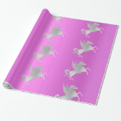 PAARSE SILVER UNICORN BIRTHDAY WEDDING WRAP CADEAUPAPIER (Uitgerold)