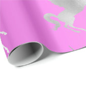 PAARSE SILVER UNICORN BIRTHDAY WEDDING WRAP CADEAUPAPIER (Rol Hoek)