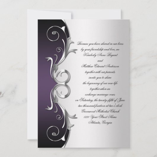 Paarse Silver Wedding Celebration Kaart (Voorkant)