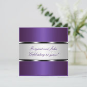 Paarse Silver White 25th Jubileum Party event Kaart (Staand voorkant)