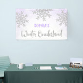 Paarse Silver Winter ONEderland 1e verjaardag Spandoek (Beurs)