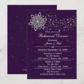 Paarse Silver Winter Rehearal Dinner nodig Kaart (Voorkant / Achterkant)
