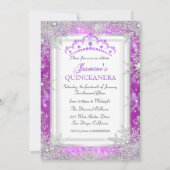 Paarse Silver Winter Wonderland Quinceanera Partij Kaart (Achterkant)