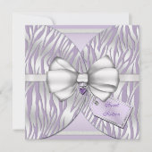 Paarse Silver Zebra Invite Ribbon & Joodse Bow Kaart (Voorkant)