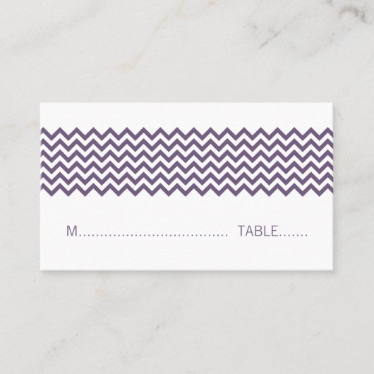 Paarse Simple Chevron Place Card Plaatskaartje (Voorkant)