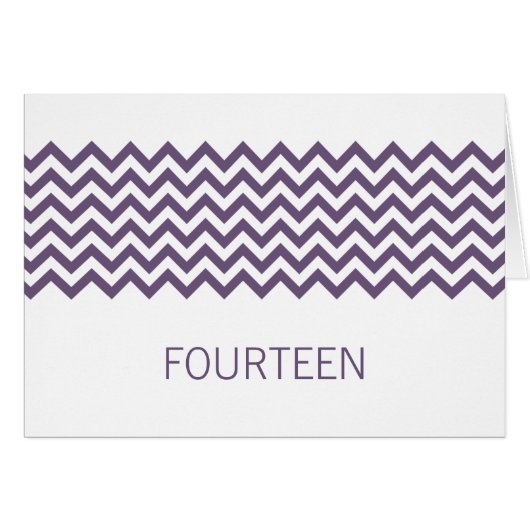 Paarse Simple Chevron Table Number Kaart (Voorkant Horizontaal)