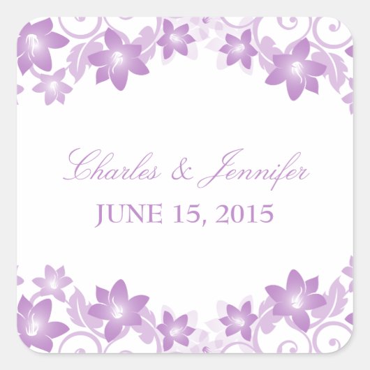 Paarse Simple Floral Wedding Stickers (Voorkant)