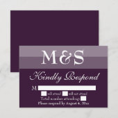 Paarse Simple Modern Script Wedding RSVP-kaart Bedankkaart (Voorkant / Achterkant)