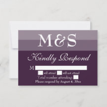 Paarse Simple Modern Script Wedding RSVP-kaart